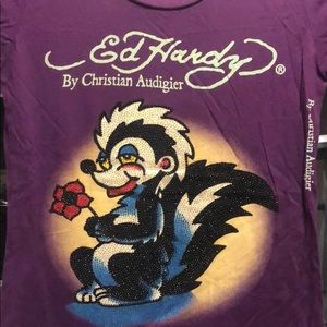 Ed Hardy by Christian Audiger rhinestone tee